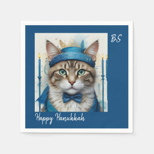 Festive Cat in playful hanukkah Disguise Napkin