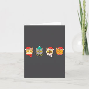 Festive Cat Lineup, Holiday Cat Art Cat Lovers, Ca Card