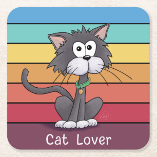 Festive Cat Lover   Square Paper Coaster