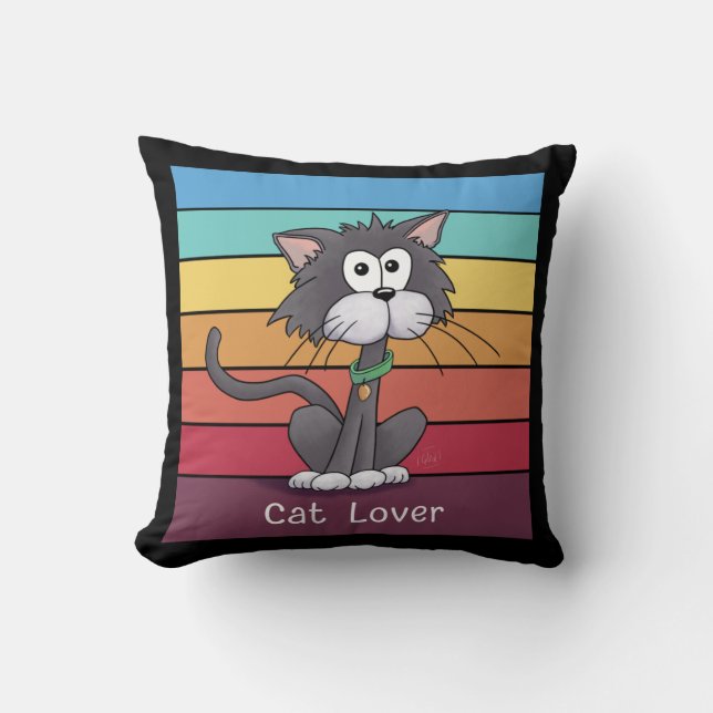 Festive Cat Lover     Throw Pillow (Front)