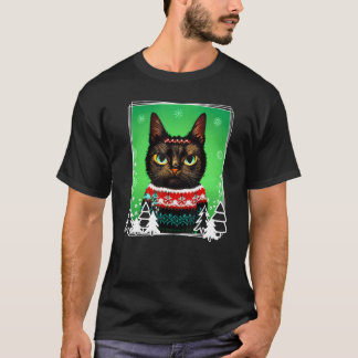 Festive Cat Wearing a Christmas Ugly Sweater  Kitt