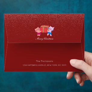 Festive cats and gifts Xmas Red Christmas Envelope