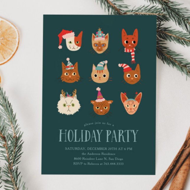 Festive Cats Christmas Party Invitation (Creator Uploaded)