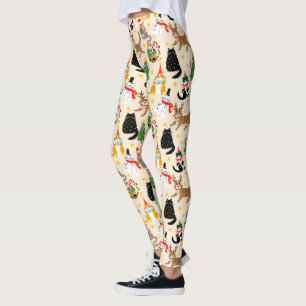 Festive Cats Christmas Pattern Leggings