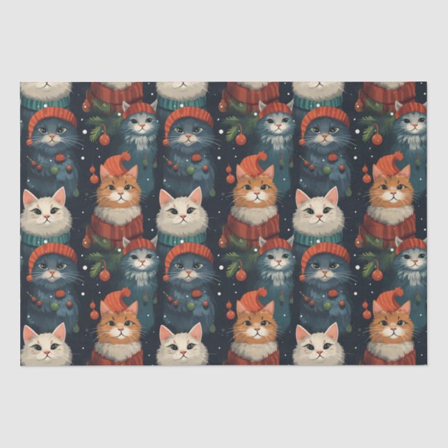 Festive Cats Holiday Wrapping Paper (Front)
