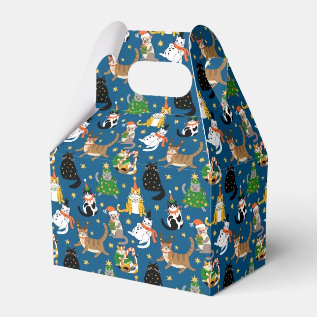 Festive Cats in Christmas Costumes Pattern Favour Box (Front Side)