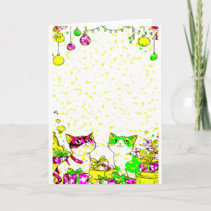 Festive Cats with Gifts  Card