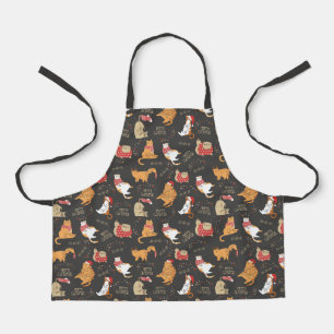 Festive Cats with Lights Christmas Pattern Apron