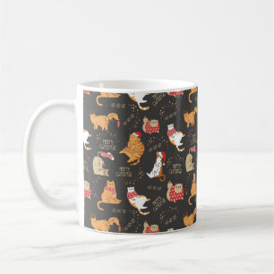Festive Cats with Lights Christmas Pattern Coffee Mug