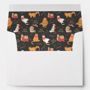 Festive Cats with Lights Christmas Pattern Envelope