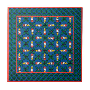 Festive Ceramic Tile, Christmas Holly and Candles Tile
