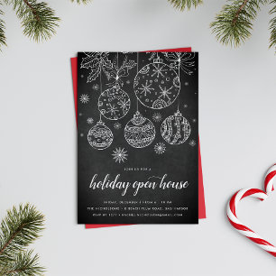 Festive Chalk Holiday Open House Party Invitation