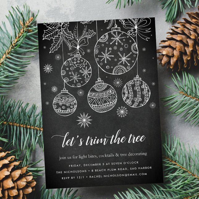 Festive Chalk Tree Trimming Holiday Party Invitation (Creator Uploaded)
