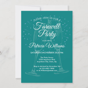 Festive Champagne Womens Farewell Celebration Invitation