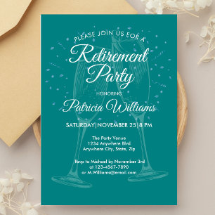 Festive Champagne Womens Retirement Celebration Invitation