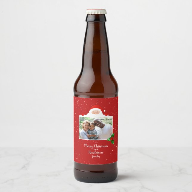 Festive Cheeky Santa - Custom Photo - Personalised Beer Bottle Label (Front)