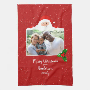 Festive Cheeky Santa - Custom Photo - Personalized Tea Towel
