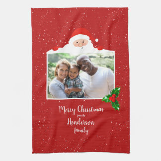 Festive Cheeky Santa - Custom Photo - Personalized Tea Towel