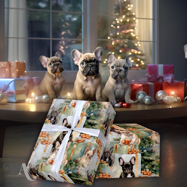 Festive Cheer French Bulldog  Wrapping Paper (Creator Uploaded)