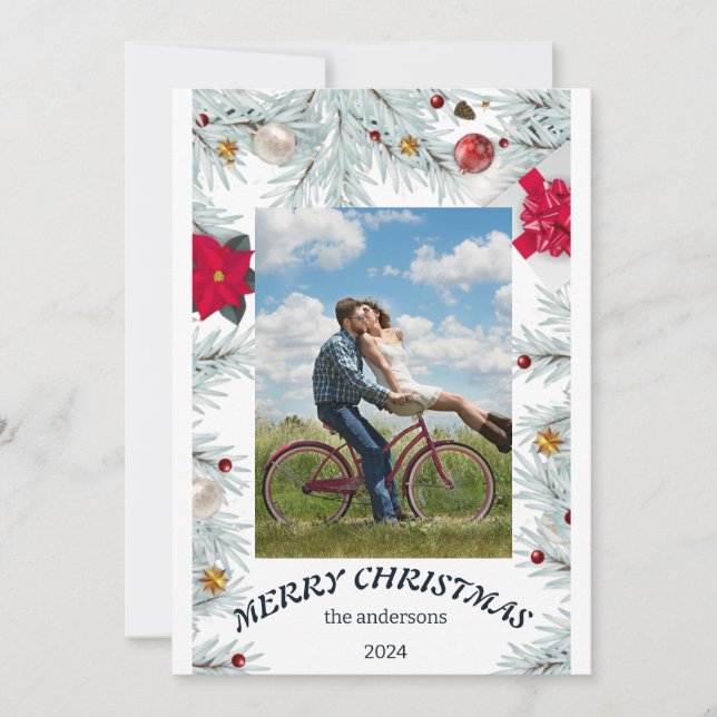 "Festive Cheer: Merry Christmas Holiday Card" (Front)