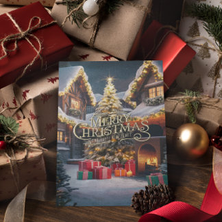 Festive Cheer: Presents Adorn a House Postcard