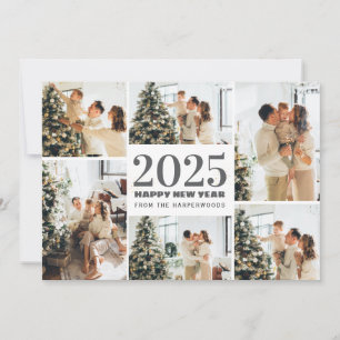Festive Cheers   Elegant Happy New Year 6 Photo Holiday Card