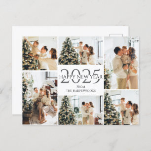 Festive Cheers Elegant Happy New Year 6 Photo Holiday Postcard