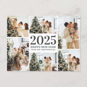 Festive Cheers Elegant Happy New Year 6 Photo Holiday Postcard