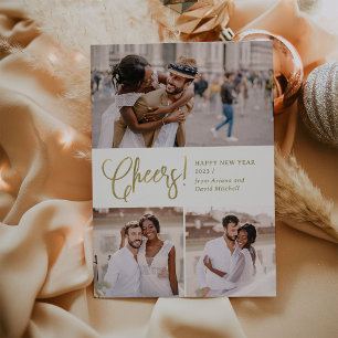 Festive Cheers   Multi Photo Happy New Year Holiday Card