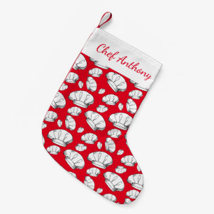 Festive Chef Hats Red and White Chef Uniform Small Christmas Stocking