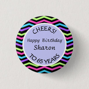 Festive Chevron 65th Birthday or Anniversary Gift 3 Cm Round Badge