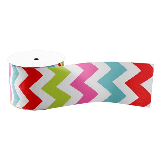 Festive Chevron Pattern – Retro Holiday Stripes Grosgrain Ribbon (Spool)