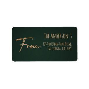 Festive Chic Elegant Rich Dark Green Address Label