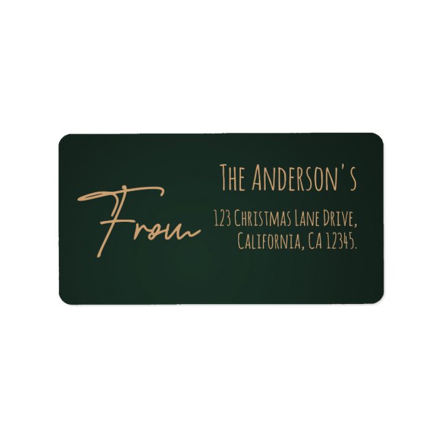 Festive Chic Elegant Rich Dark Green Address Label (Front)