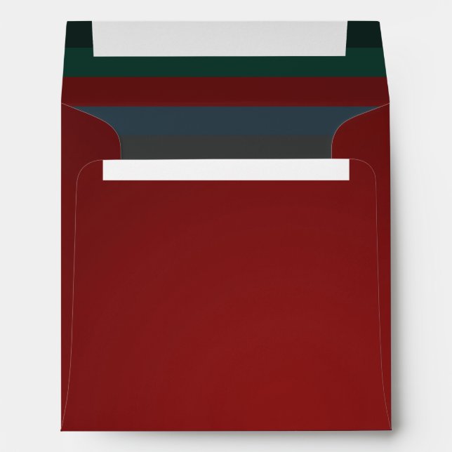 Festive Chic Elegant Rich Dark Red Customizable  Envelope (Back (Bottom))