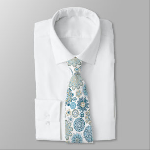 Festive Chic Floral Mandala Snow Flakes Pattern Tie
