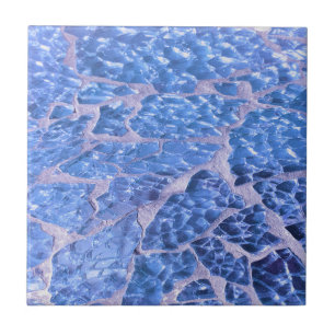 Festive Chic Glitter Blue Stones Tile
