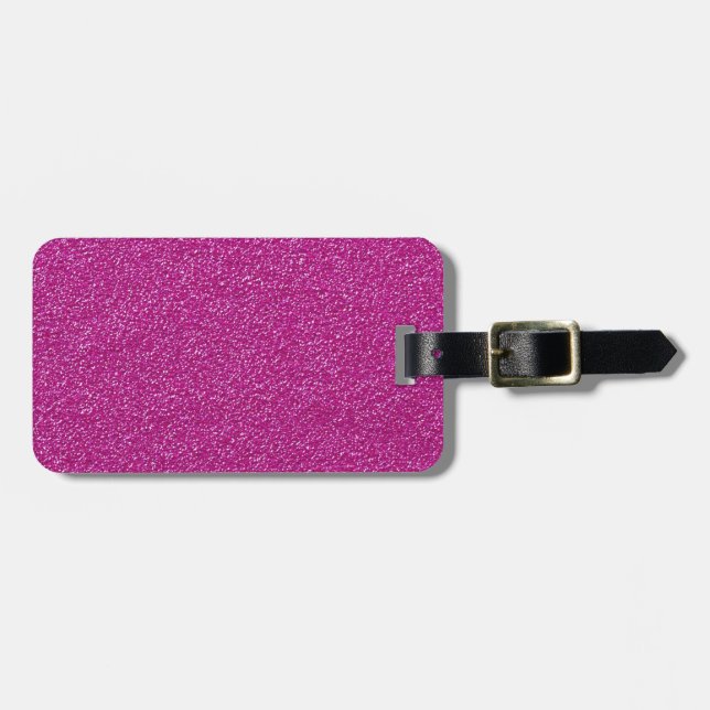 Festive Chic Pink Glitter Background Romantic Luggage Tag (Front Horizontal)