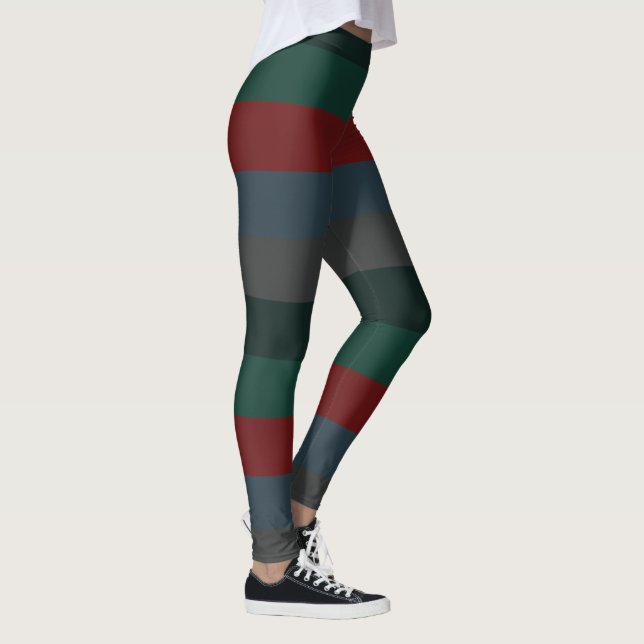 Festive Chic Simple Deep Dark Striped Pattern  Leggings (Right)