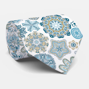 Festive Chic Winter Mandala Snow Flakes Pattern Tie
