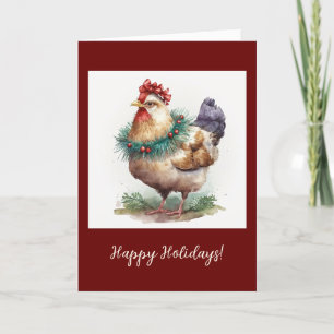 Festive Chicken Folded Holiday / Christmas Card