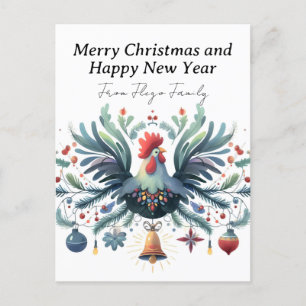 Festive Chicken Holiday Postcard