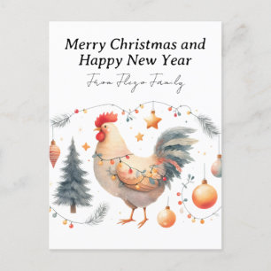 Festive Chicken Holiday Postcard