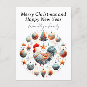 Festive Chicken Holiday Postcard