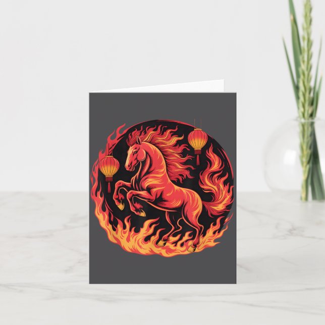 Festive Chinese New Year 2026 Horse Lantern Cultur Card (Front)