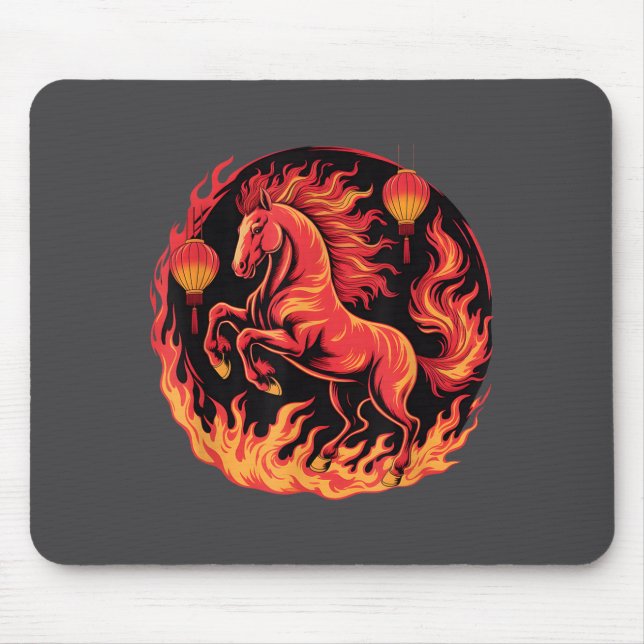 Festive Chinese New Year 2026 Horse Lantern Cultur Mouse Pad (Front)