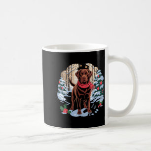 Festive Chocolate Lab In Snowy Forest Winter Xmas Coffee Mug