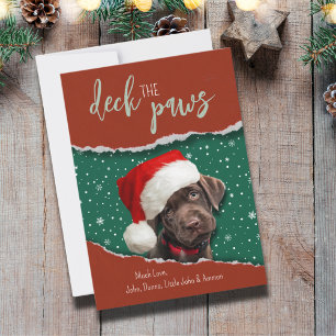 Festive Chocolate Labrador Santa Hat Holiday Card