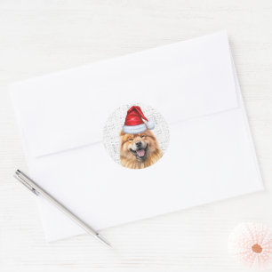 Festive Chow Chow Santa Dog on Woof Art Christmas Classic Round Sticker