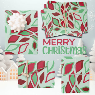 Festive Christmas Abstract Leaf Pattern Wrapping Paper Sheet